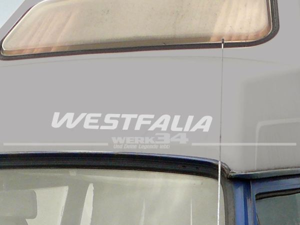 Aufkleber WESTFALIA, weiß, Schriftzug für Bus T2 und T3