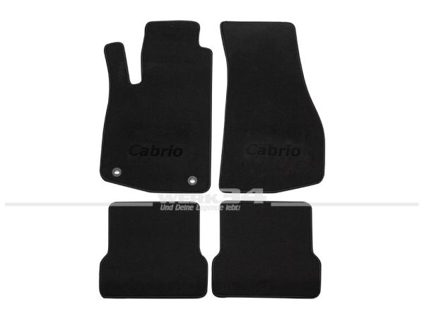 Satz Fußmatten, schwarz-schwarz, passend für Golf I Cabrio, Logo "Cabrio" in schwarz