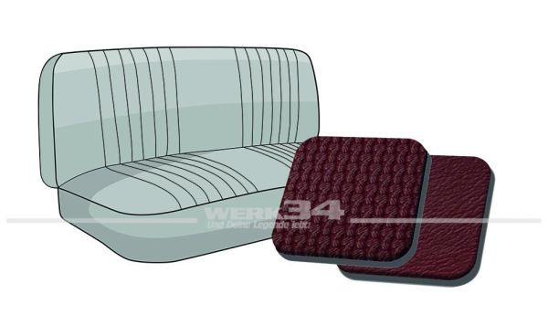 Sitzbezug für Rücksitzbank, Korbmuster rot, passend für Typ 3 Variant 1968-1973
