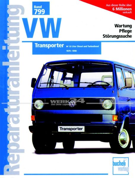 Reparaturanleitung, 184 Seiten, VW T3, 1,6 Liter Diesel und Turbodiesel, Bj. 79-90