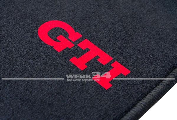 Satz Fußmatten, schwarz-schwarz, passend für Golf II, mit rotem GTI Logo