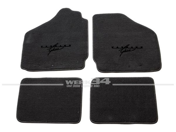 Fußmatten Set, passend für Karmann Ghia Typ 14, schwarz - schwarz, Logo "Karmann Ghia" in schwarz