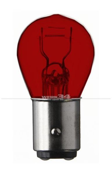 Zweifaden-Glühlampe, 12V 21/5 Watt, rot, Sockel Bay15d