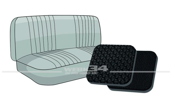 Sitzbezug für Rücksitzbank, Korbmuster schwarz, passend für Typ 3 Fließheck 1961-1972