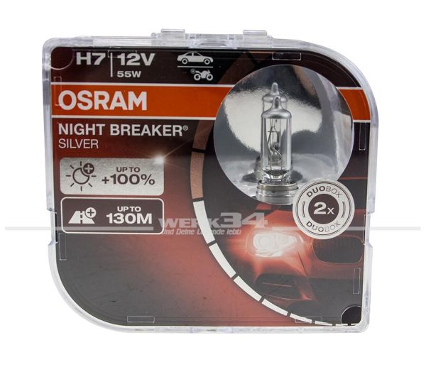 OSRAM NIGHT BREAKER® SILVER H7 +100 %, 2 Stück
