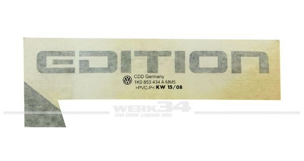 Folienschriftzug "Edition", rechts, anthrazit-metallic, passend für Golf V, NOS