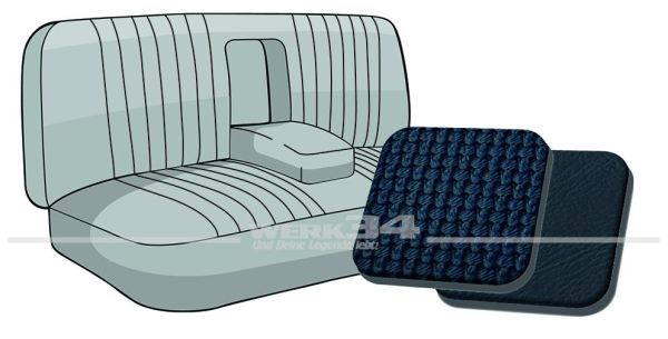 Sitzbezug für Rücksitzbank, mit Armlehne, Korbmuster blau, passend für Typ 3 Fließheck Bj. 1973