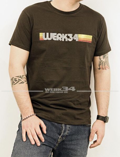 T-Shirt "WERK34" Retro Style, Version 2, braun XL