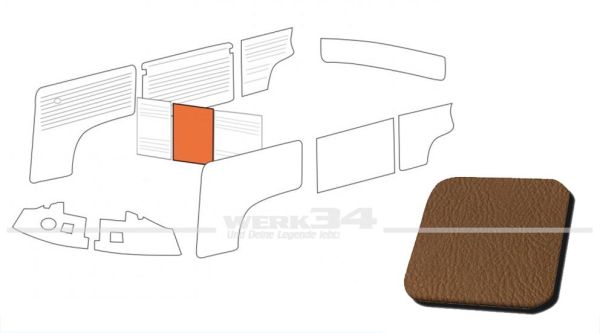 Verkleidung Trennwand ohne Durchgang, sand, passend für T2 Bus 08/68-07/76 Mittelteil
