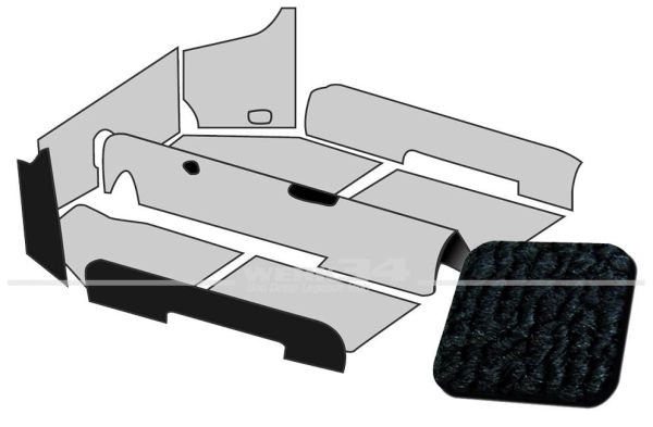 Teppichsatz Limousine, schwarz Schlingenware, passend ab 08/72 nicht 02/03 Käfer,Teppichsatz,Innenraum