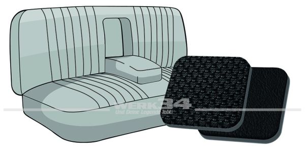Sitzbezug für Rücksitzbank, mit Armlehne, Korbmuster schwarz, passend für Typ 3 Fließheck Bj. 1973