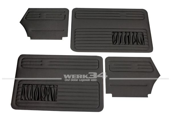 Tür- und Seitenverkleidungen mit Kartentasche links und rechts, Cabrio 1303 schwarz Käfer,Innenausstattung