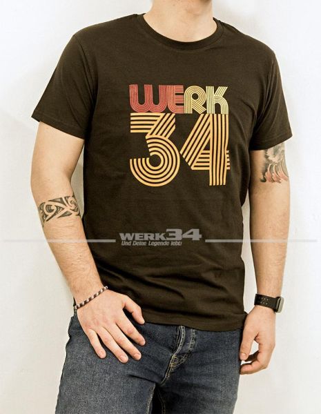 T-Shirt "WERK34" Retro Style, Version 1, braun M