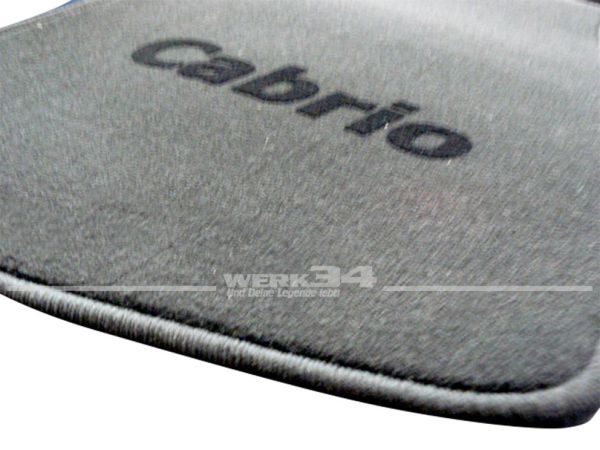 Fußmatten Set, passend für Golf I Cabrio, schwarz - schwarz, Logo "Cabrio" in schwarz