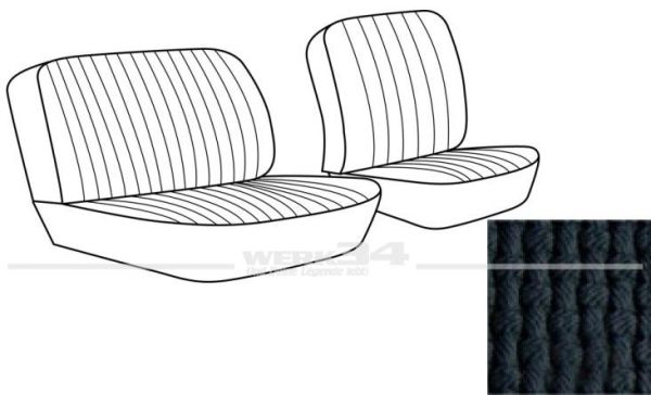 Sitzbezüge für Fahrer- und Beifahrer Doppelsitz mit Rückenlehne, passend für Modelle von Bj. 08/67 bis 07/73, schwarz