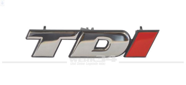 TDI Schriftzug für Kühlergrill, chrom/rot, passend für Bus T4 ab 07/95