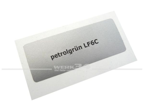 Aufkleber Lack Farbnummer/Farbcode LF6C petrolgrün