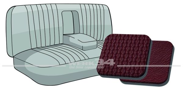 Sitzbezug für Rücksitzbank, mit Armlehne, Korbmuster rot, passend für Typ 3 Fließheck Bj. 1973