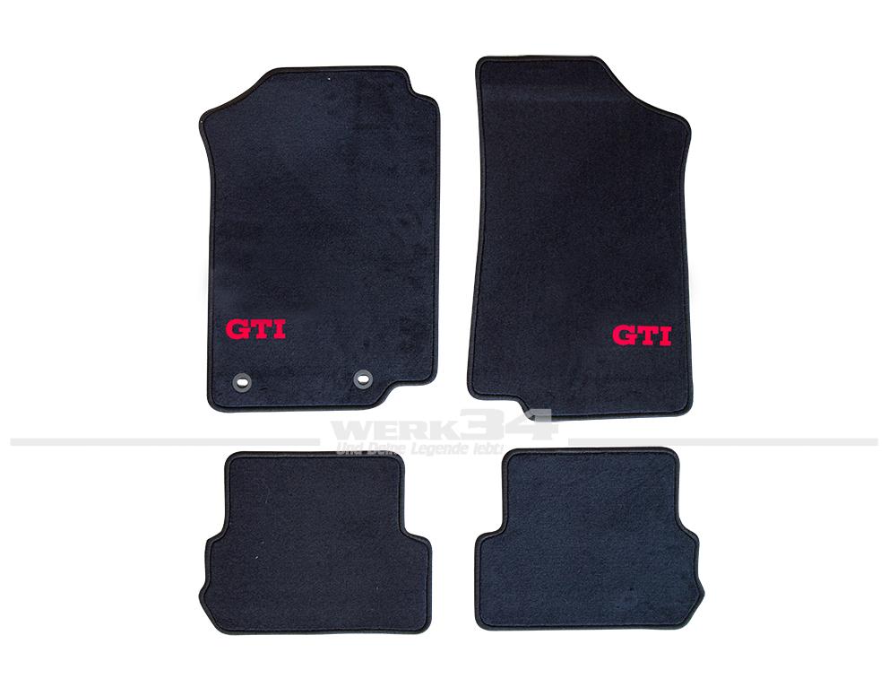 Satz Fußmatten, schwarz-schwarz, für GTI passend II, mit Logo Golf rotem