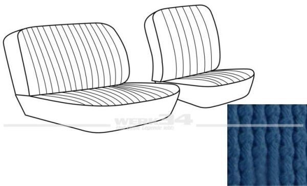 Sitzbezüge für Fahrer- und Beifahrer Doppelsitz mit Rückenlehne, passend für Modelle von Bj. 07/73 bis 07/75, wasserblau