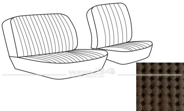 Sitzbezüge für Fahrer- und Beifahrer Doppelsitz mit Rückenlehne, passend für Modelle von Bj. 07/73 bis 07/75, braun